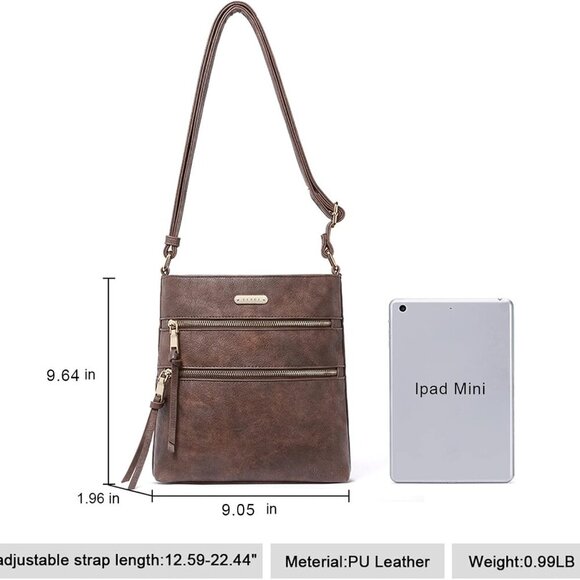 Crossbody Purses for Women, Medium Size Zipper Pocket Adjustable Strap, Soft Lea - Picture 3 of 7